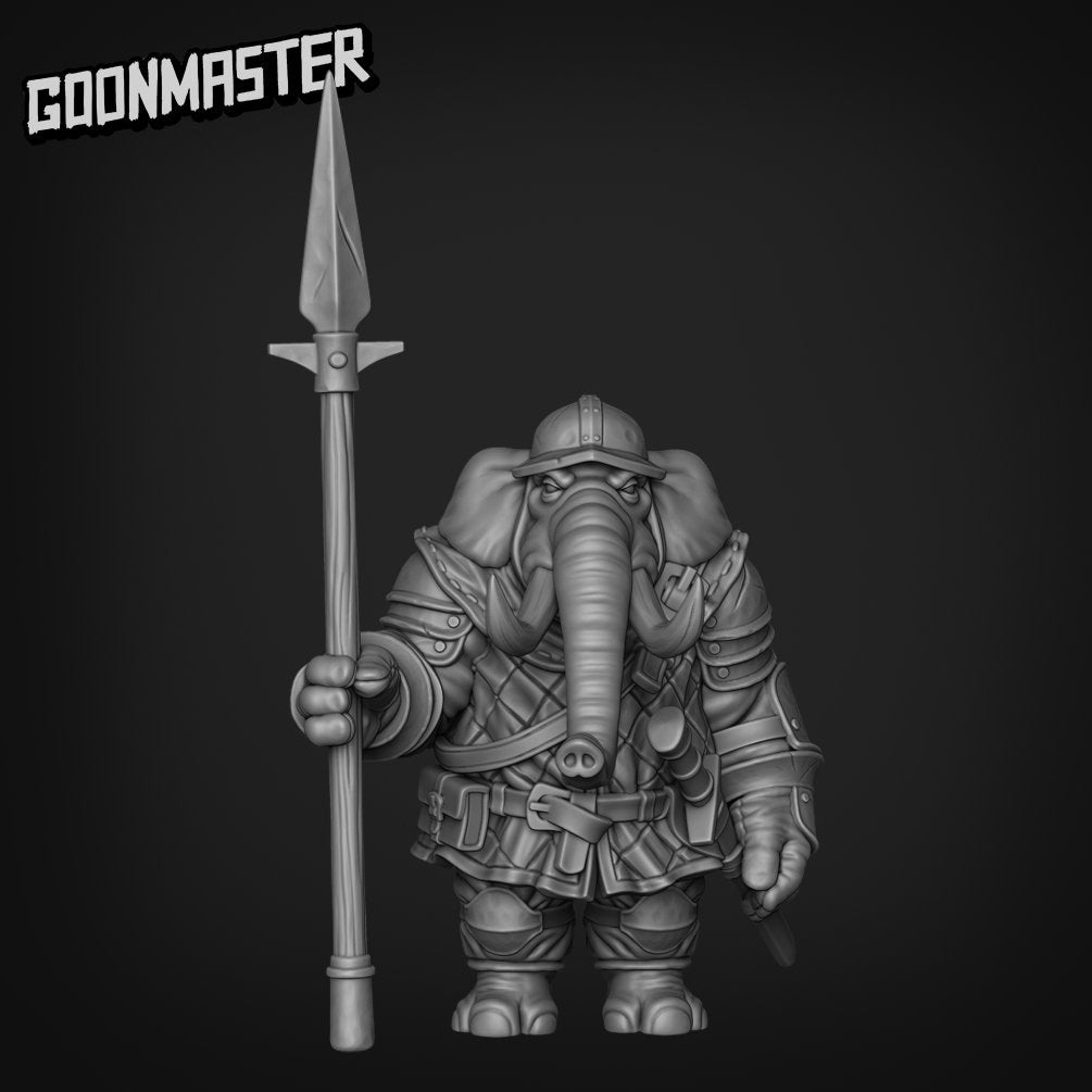 Elephant Spear Warrior - Goonmaster | Miniature | Wargaming | Roleplaying Games | 32mm | Soldier | Mercenary | Fighter