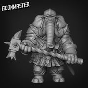 Elephant Hammer Warrior - Goonmaster | Miniature | Wargaming | Roleplaying Games | 32mm | Soldier | Mercenary | Fighter