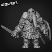 Elephant Sword and Shield - Goonmaster | Miniature | Wargaming | Roleplaying Games | 32mm | Soldier | Mercenary | Fighter