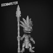 Gecko Warrior - Goonmaster | Miniature | Wargaming | Roleplaying Games | 32mm | Aztec | Lizard | Ranger | Guard | Spear | Archer