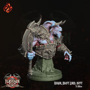 Xogor, Beast Lord Bust - Crippled God Foundry | 32mm | Beastmen Unleashed | Barbarian | Chaos | Champion | Bull | General