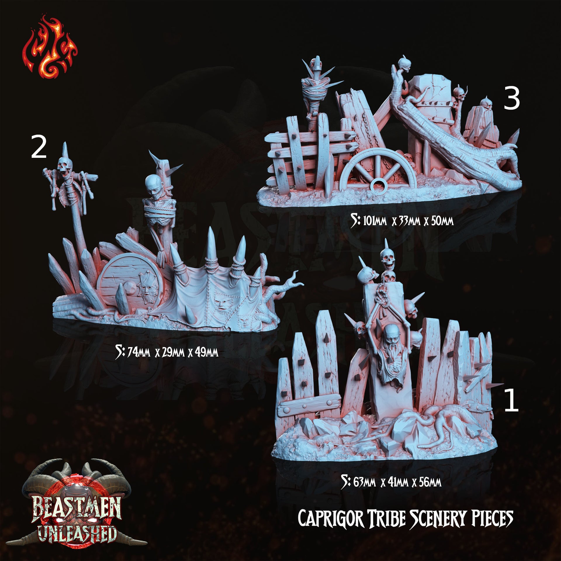 Beastmen Barricades - Crippled God Foundry | 32mm | Beastmen Unleashed | Wall