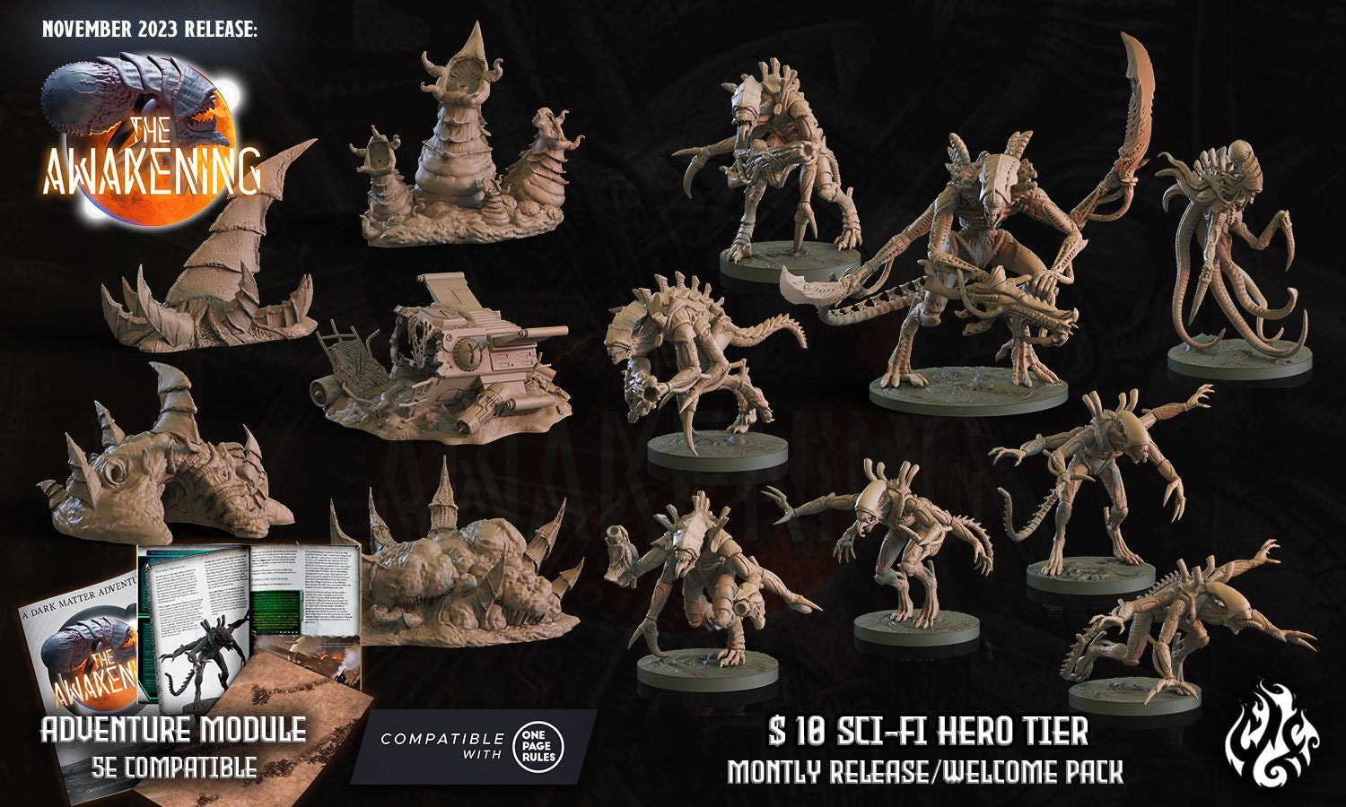 Nilvorax Nest Scenery Pieces, Xeno Terrain- Crippled God Foundry - The Awakening | 32mm | Scifi | Alien Hivess | Debris | Crashed Ship