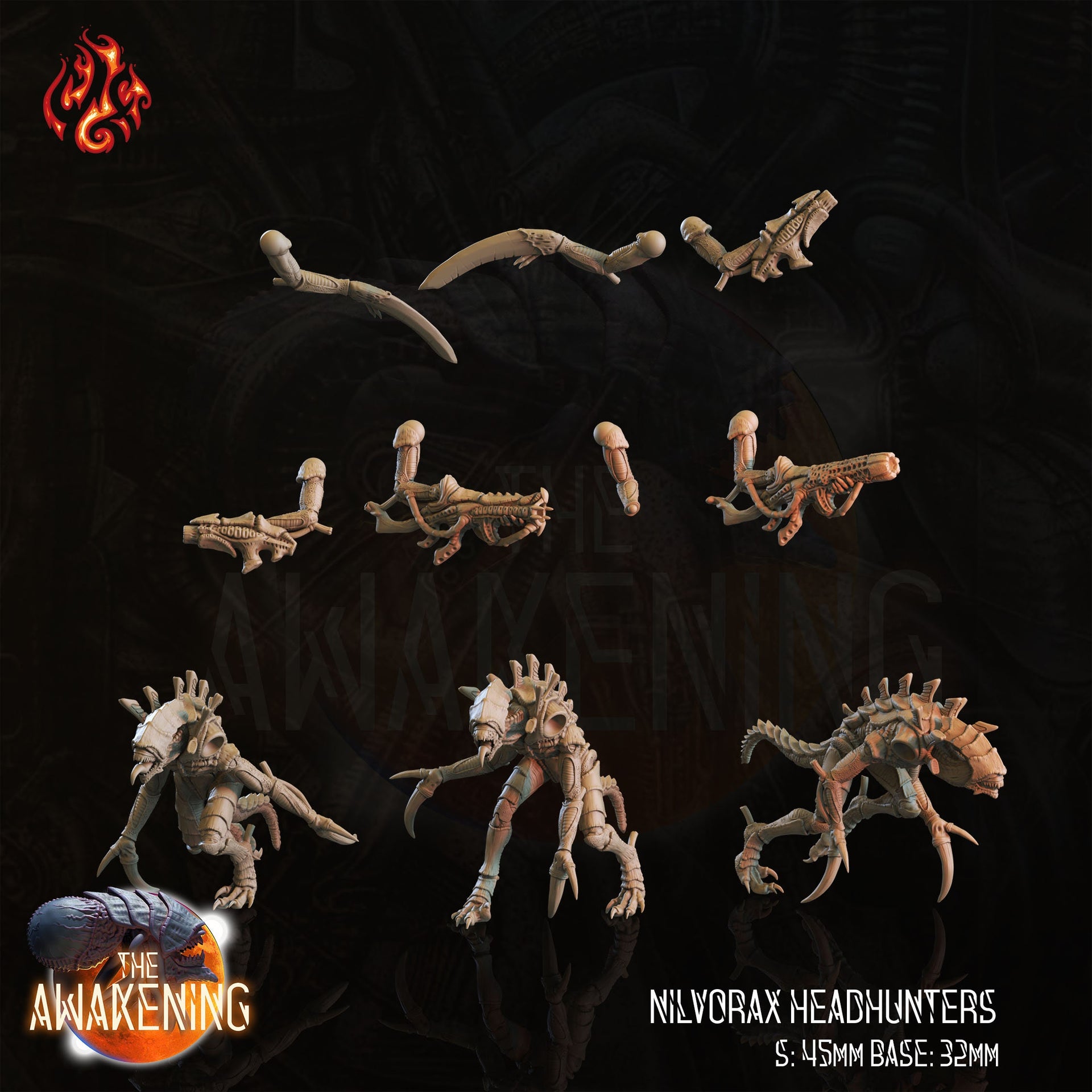 Nilvorax Headhunters, Xeno Soldiers - Crippled God Foundry - The Awakening | 32mm | Scifi | Modular | Alien Hives