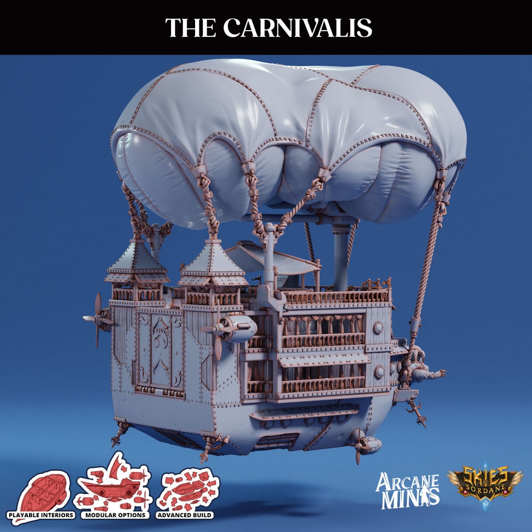 The Carnivalis. Massive Carnival Airship - Arcane Minis | 32mm | Circus | Blimp | Derrigible