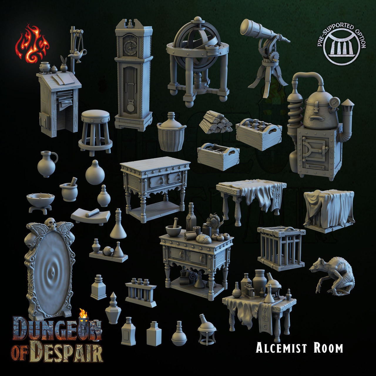 Alchemy Room Decor - Crippled God Foundry, Dungeon of Despair | 32mm | Scatter Terrain | Lab | Experiment | Laboratory