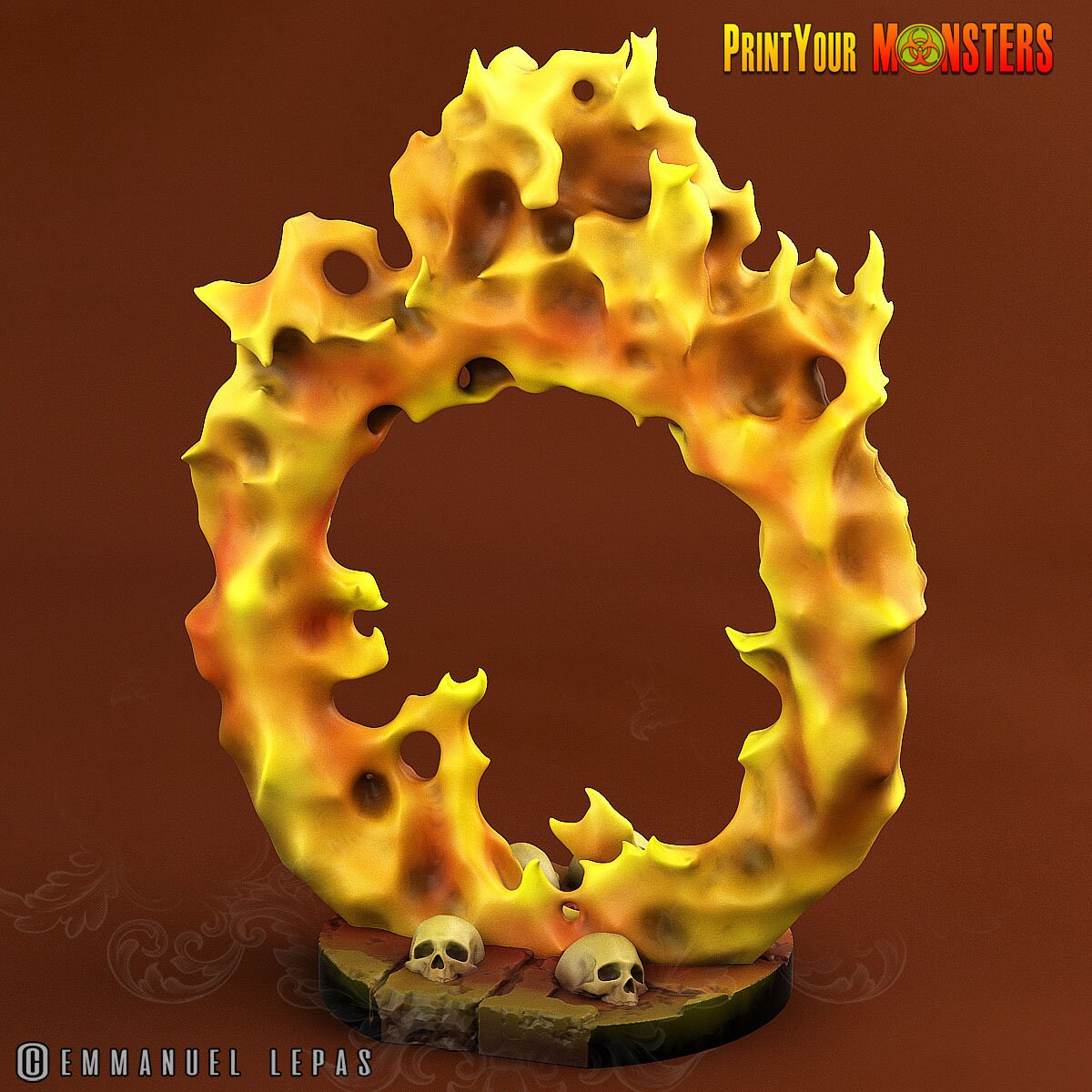 Fire Hell Portal - Print Your Monsters | D&D | 32mm | Gateway | Ring | Flame