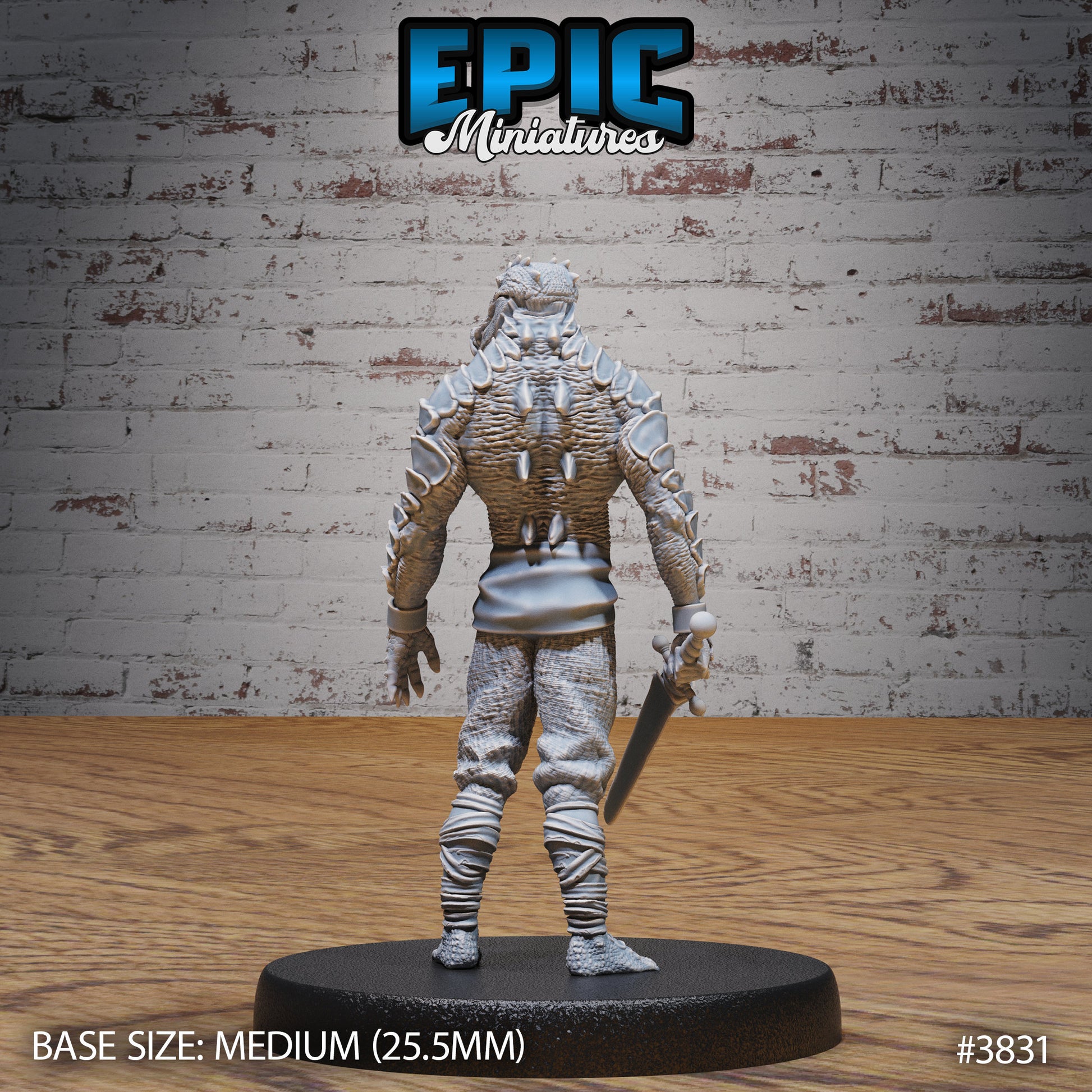 Crocodile Folk Warrior - Epic Miniatures | New World Conquest | 28mm | 32mm | Lizardfolk | Barbarian | Fighter