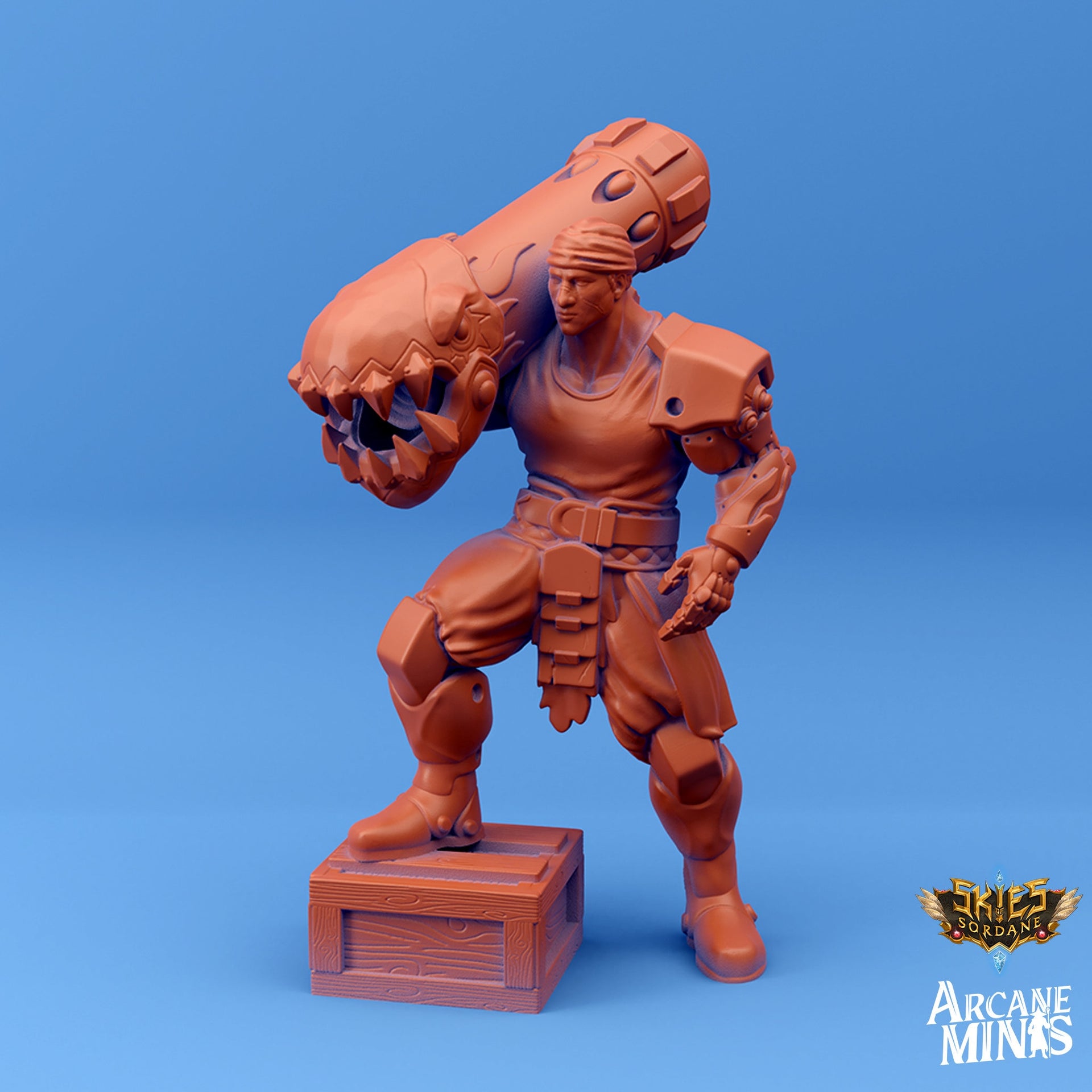 Titaran Gunner - Arcane Minis | 32mm | Cyborg | Bazooka | Rocket Launcher | Steampunk | Pirate | Sailor