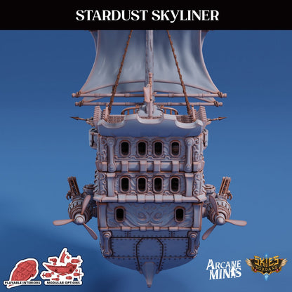 Stardust Skyliner Airship - Arcane Minis | 32mm | Destroyer | Sails | Pirate Ship