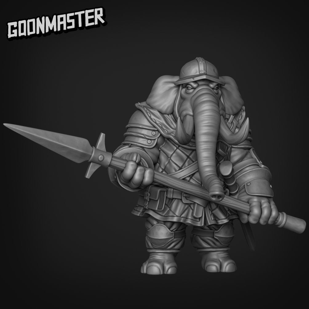 Elephant Spear Warrior - Goonmaster | Miniature | Wargaming | Roleplaying Games | 32mm | Soldier | Mercenary | Fighter