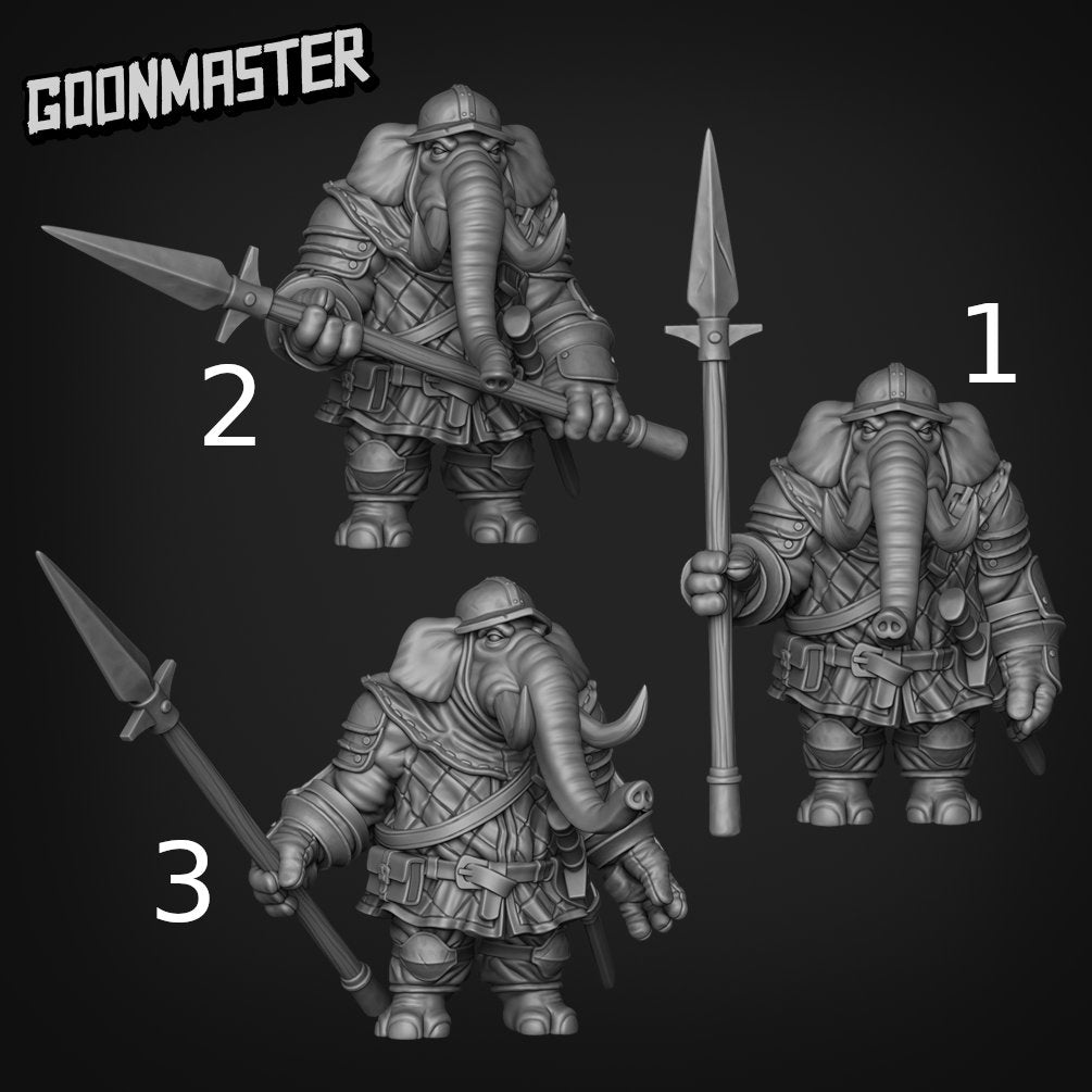 Elephant Spear Warrior - Goonmaster | Miniature | Wargaming | Roleplaying Games | 32mm | Soldier | Mercenary | Fighter