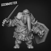 Elephant Sword and Shield - Goonmaster | Miniature | Wargaming | Roleplaying Games | 32mm | Soldier | Mercenary | Fighter