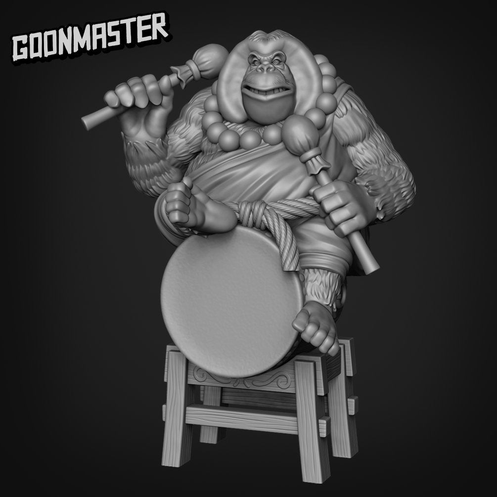 Orangutan Drummer - Goonmaster | Miniature | Wargaming | Roleplaying Games | 32mm | Monk | Arena | Taiko