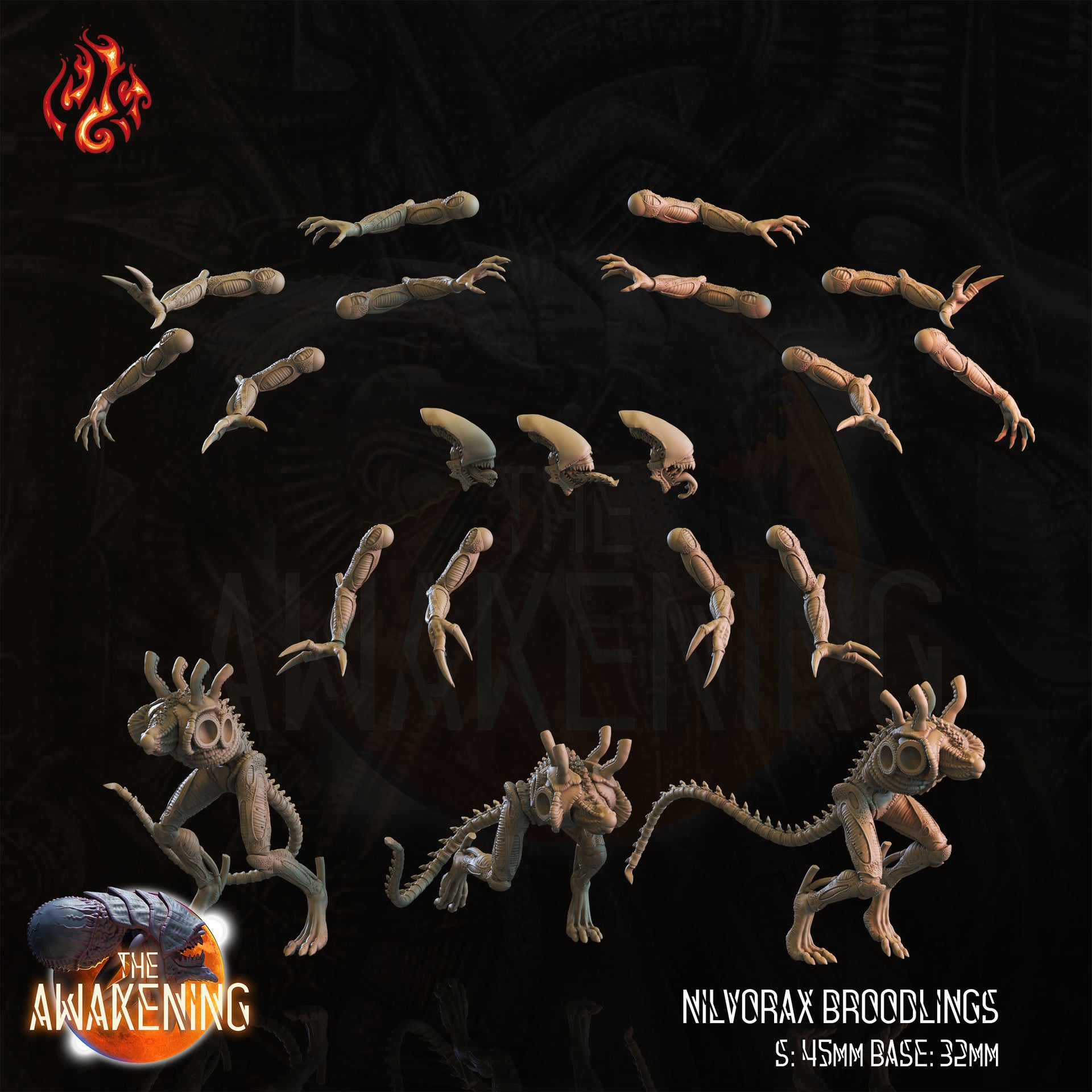 Nilvorax Broodlings, Xeno Soldiers - Crippled God Foundry - The Awakening | 32mm | Scifi | Modular | Alien Hives