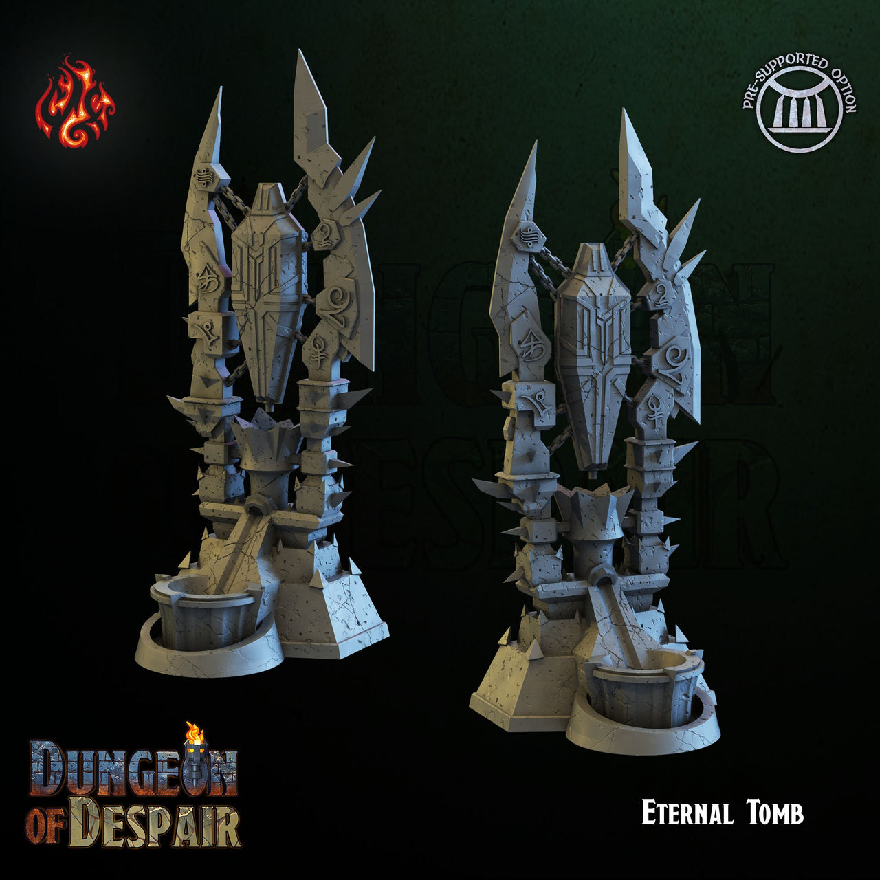 Eternal Tomb - Crippled God Foundry, Dungeon of Despair | 32mm | Tomb | Coffin | Altar | Crypt | Chained Obelisk