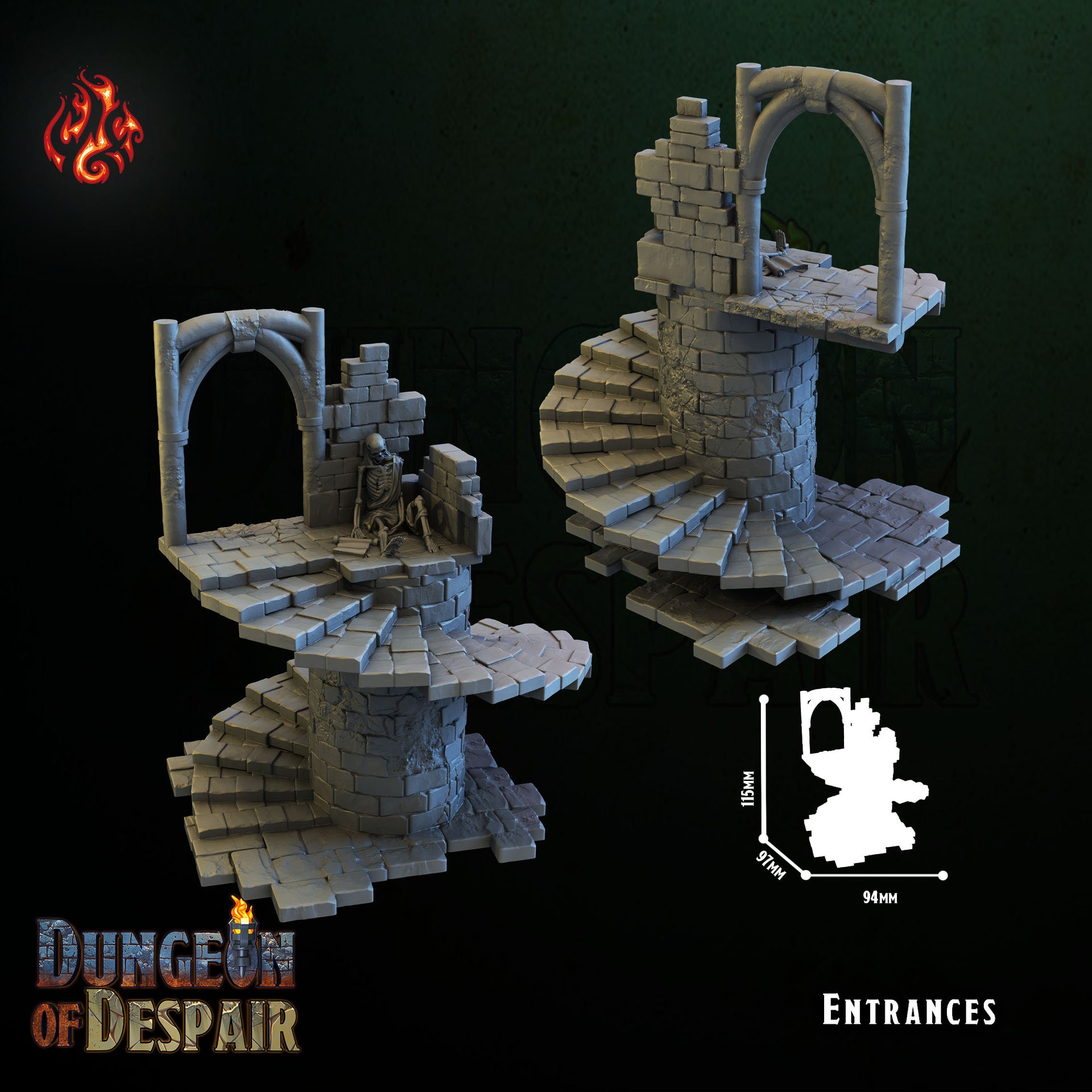 Dungeon Entrances - Crippled God Foundry, Dungeon of Despair | 32mm | Centerpieces | Crypt | Tomb | Stairs