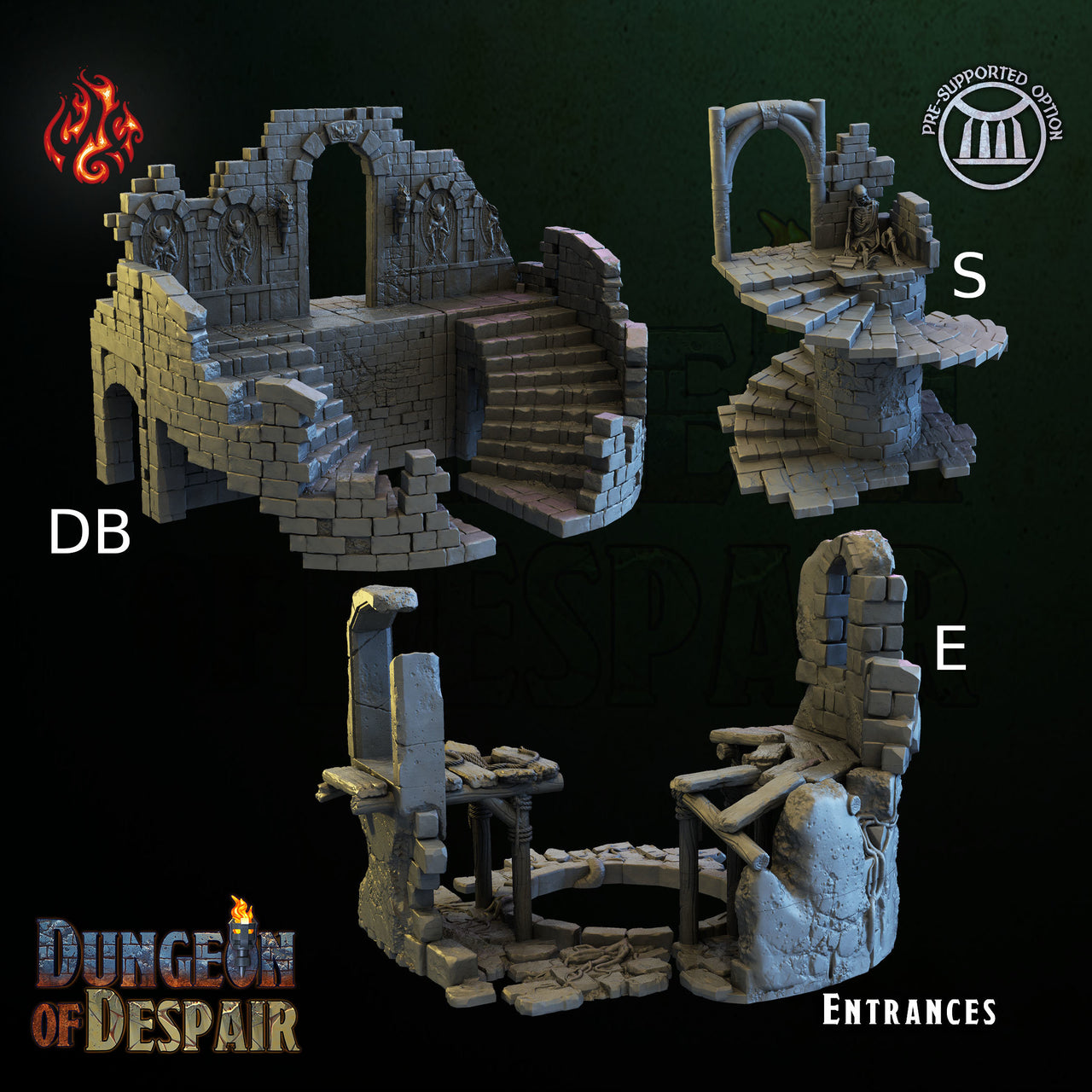 Dungeon Entrances - Crippled God Foundry, Dungeon of Despair | 32mm | Centerpieces | Crypt | Tomb | Stairs