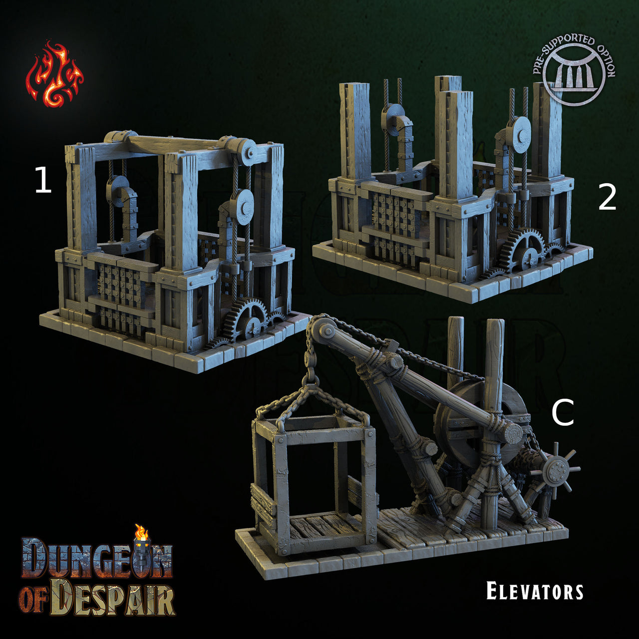 Elevators - Crippled God Foundry, Dungeon of Despair | 32mm | Entrance | Lift | Steampunk | Ancient | Rickety