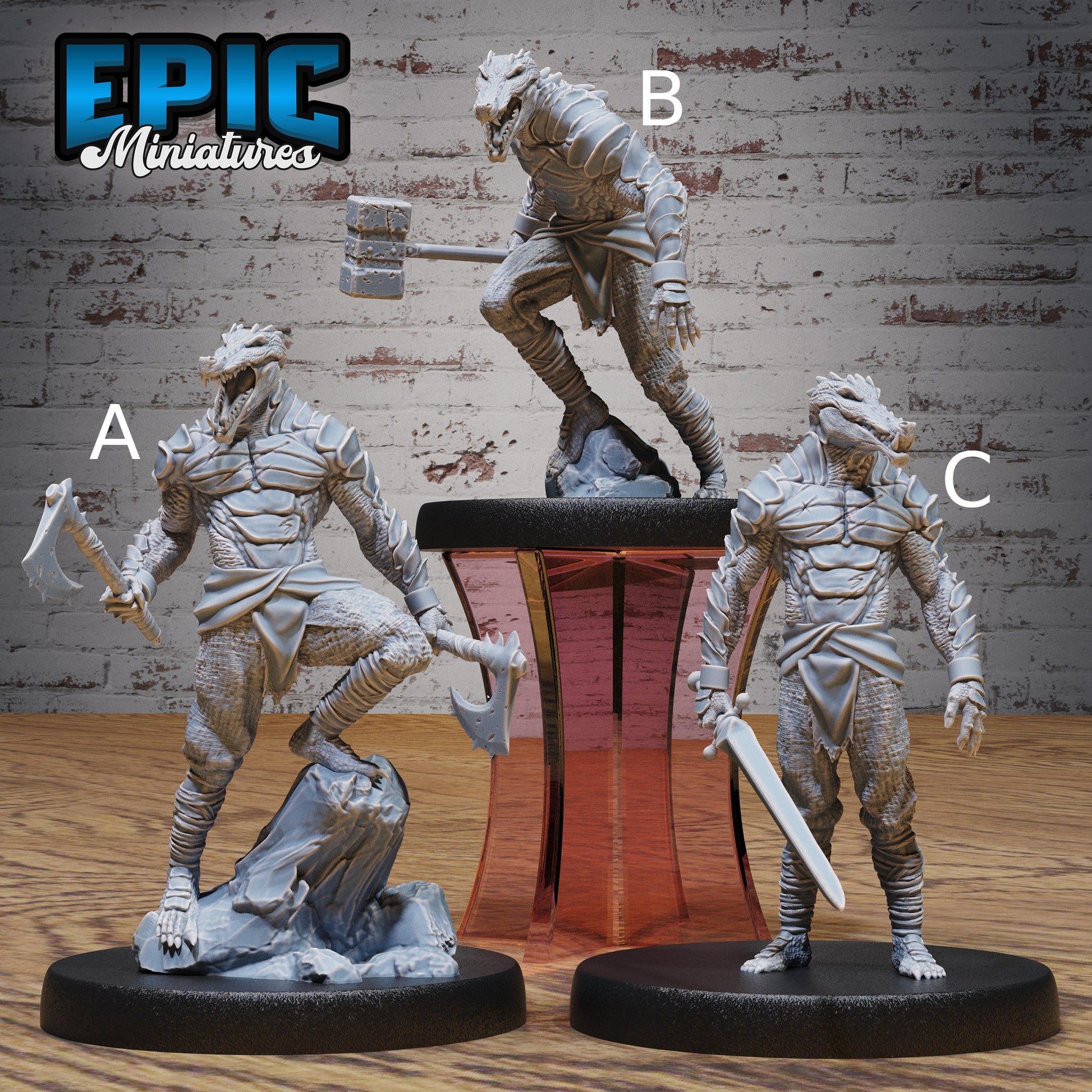 Crocodile Folk Warrior - Epic Miniatures | New World Conquest | 28mm | 32mm | Lizardfolk | Barbarian | Fighter