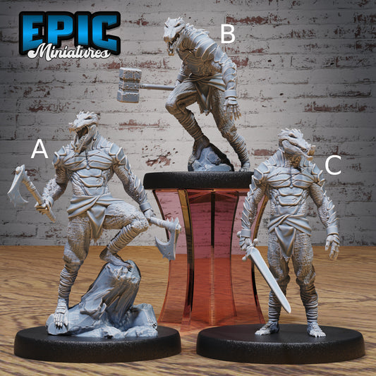 Crocodile Folk Warrior - Epic Miniatures | New World Conquest | 28mm | 32mm | Lizardfolk | Barbarian | Fighter