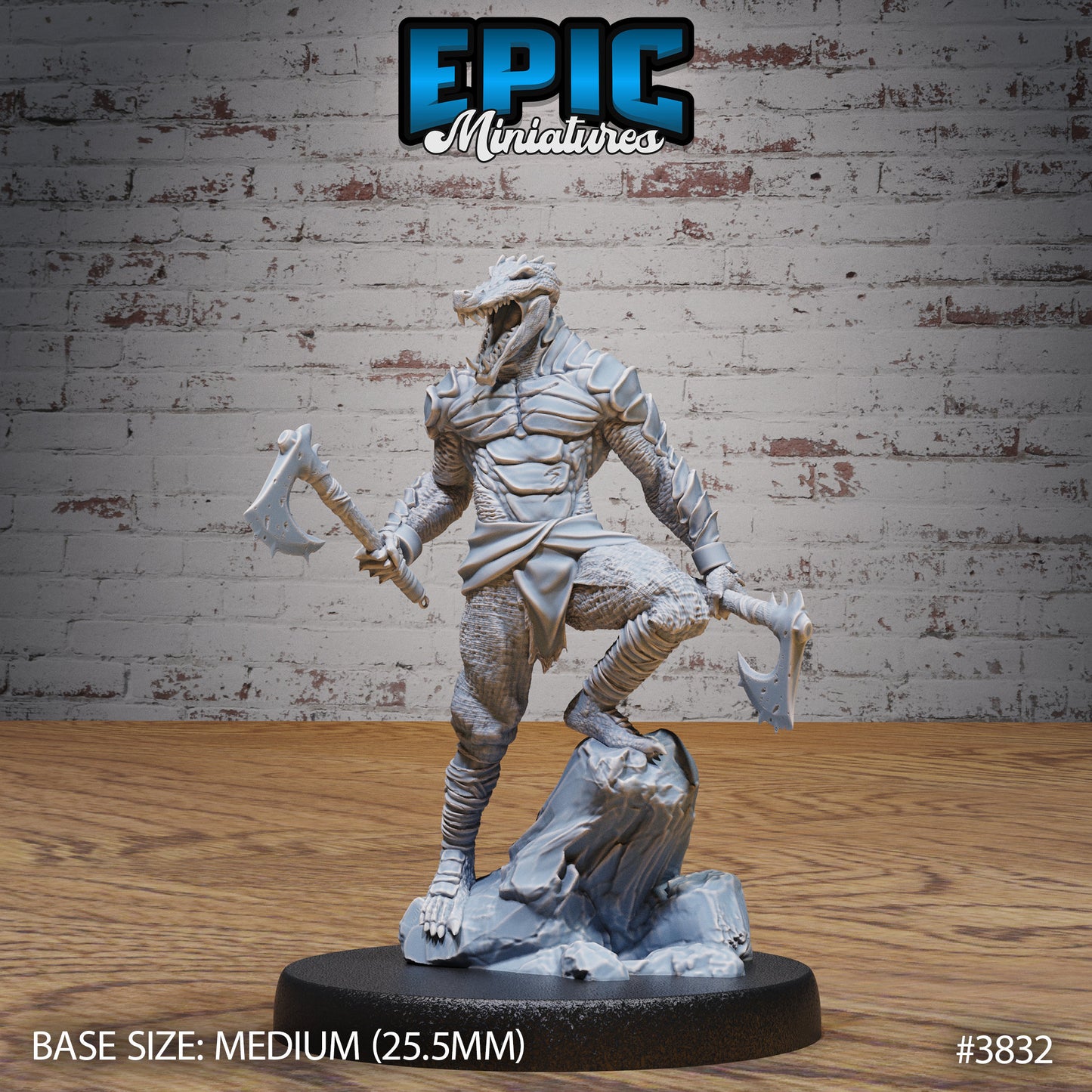 Crocodile Folk Warrior - Epic Miniatures | New World Conquest | 28mm | 32mm | Lizardfolk | Barbarian | Fighter