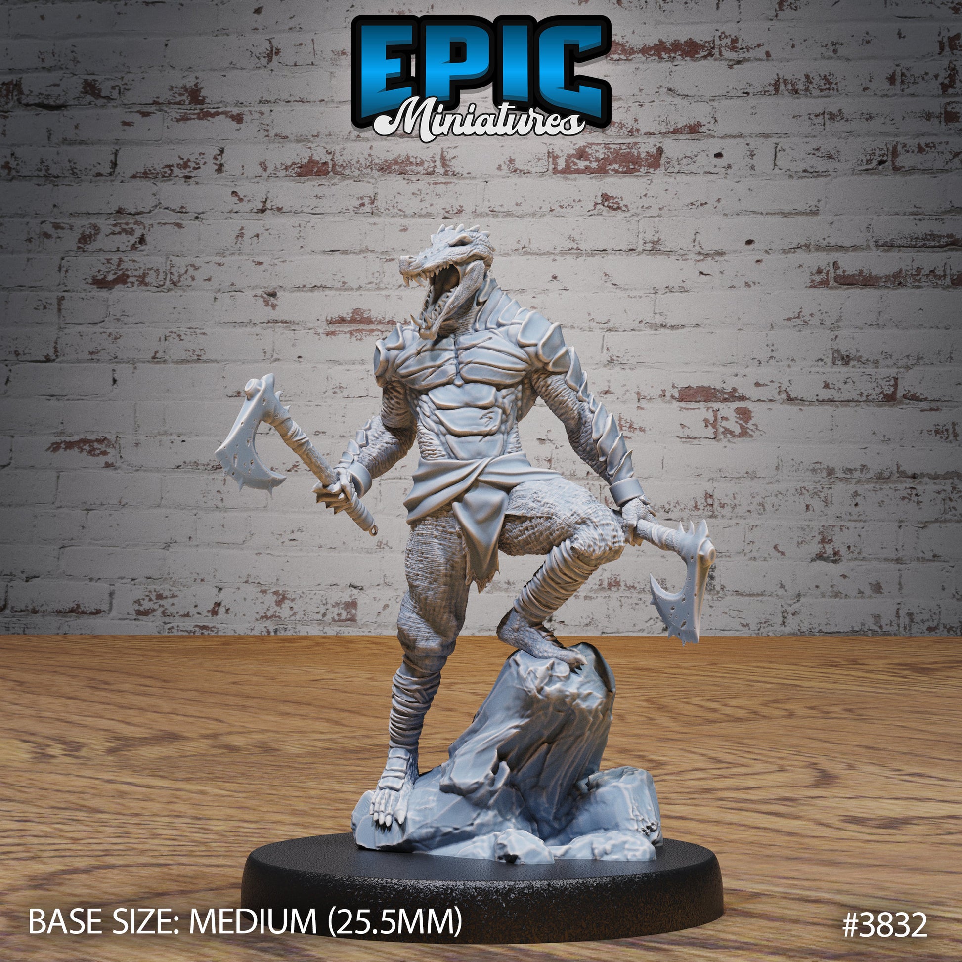 Crocodile Folk Warrior - Epic Miniatures | New World Conquest | 28mm | 32mm | Lizardfolk | Barbarian | Fighter
