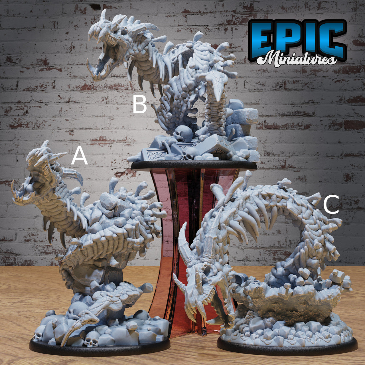 Bone Naga - Epic Miniatures | Gruesome Graveyard | 28mm | 32mm | Zombie | Undead | Demon | Dragon | Wyvern