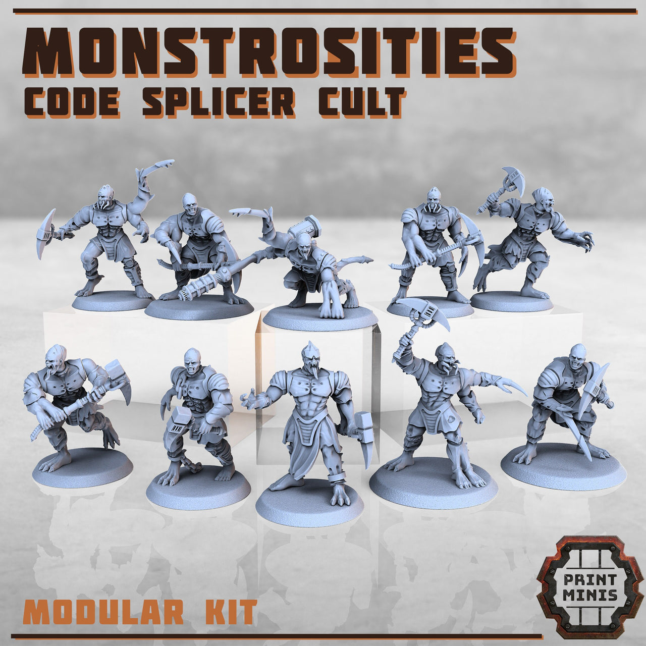 Code Splicer Monstrosities - Print Minis | Sci Fi | Light Infantry | 28mm Heroic | Wasteland | Apocalypse | Cultist | Alien Hybrid | Brute