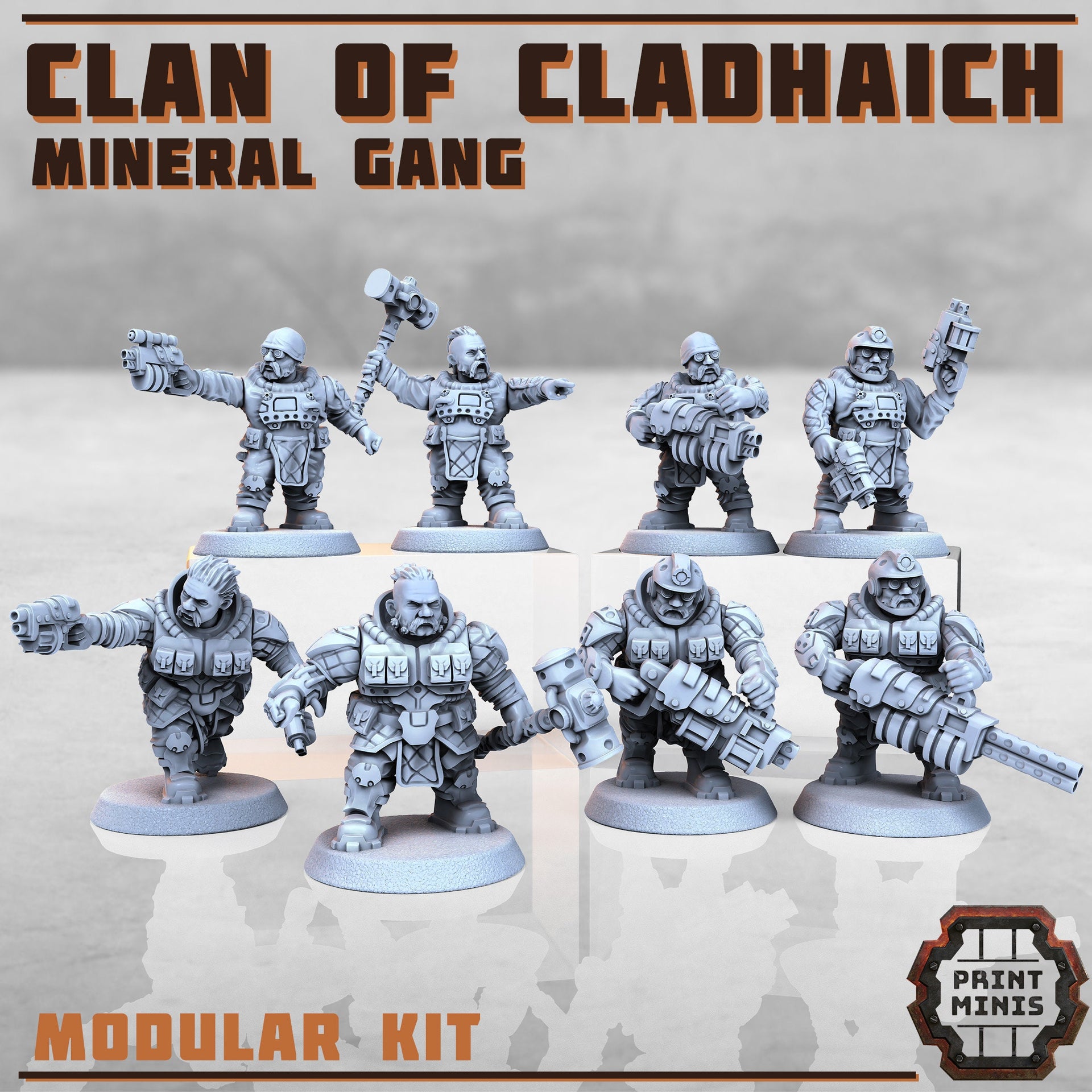 Space Dwarves, Clan of Cladhaich - Print Minis | Sci Fi | Light Infantry | 28mm Heroic | Apocalypse | Miners | Imperial