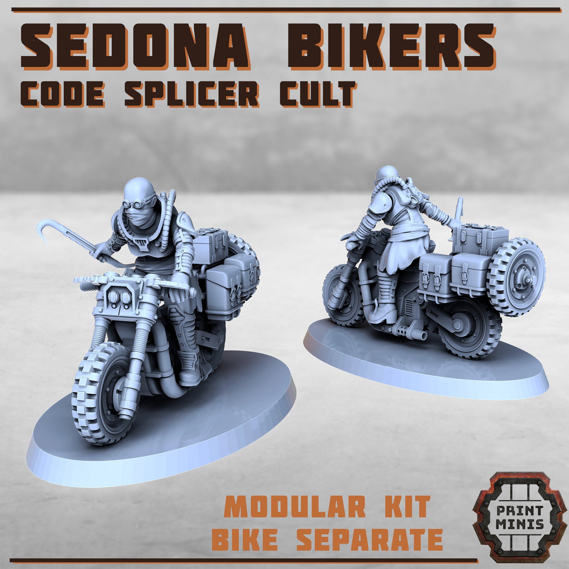 Sedone Bikers, Code Splicer Culte - Print Minis | Sci Fi | Light Infantry | 28mm Heroic | Wasteland | Apocalypse | Cultist | Alien Hybrid