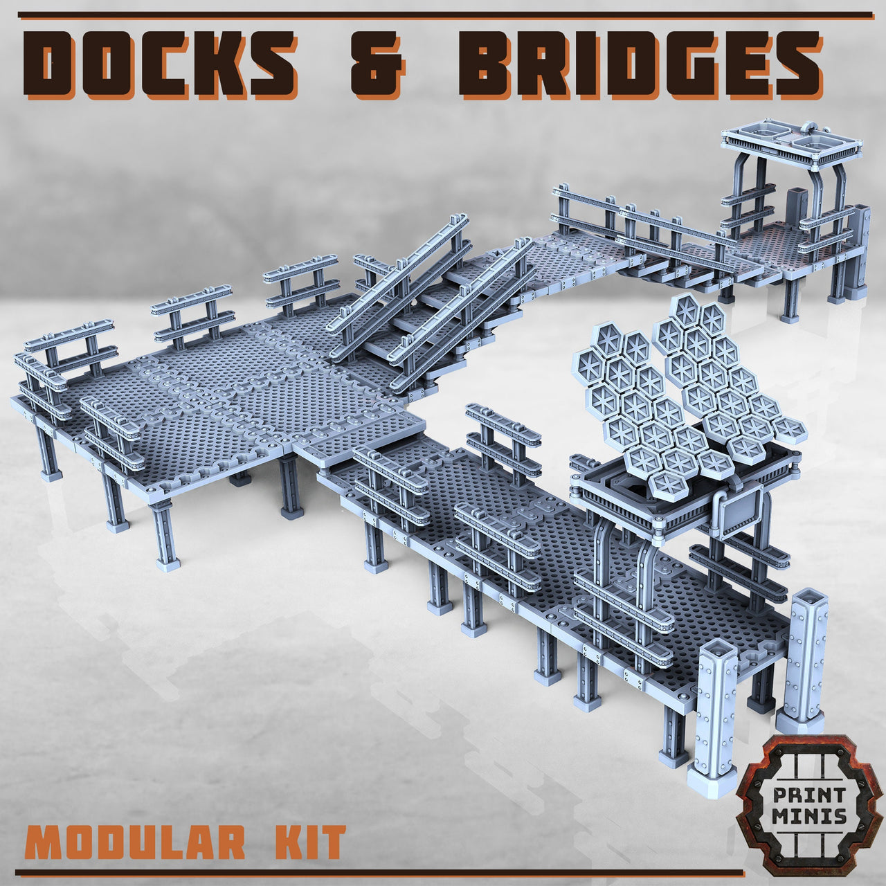 Modular Bridges and Docks - Print Minis | Sci Fi | Light Infantry | 28mm Heroic | Apocalypse | Factory | Spaceship | Prison