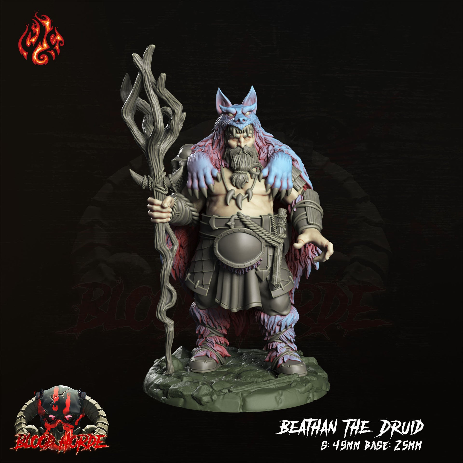 Beathan the Druid - Crippled God Foundry | 32mm | Blood Horde | Barbarian | Champion | Viking | Sorcerer