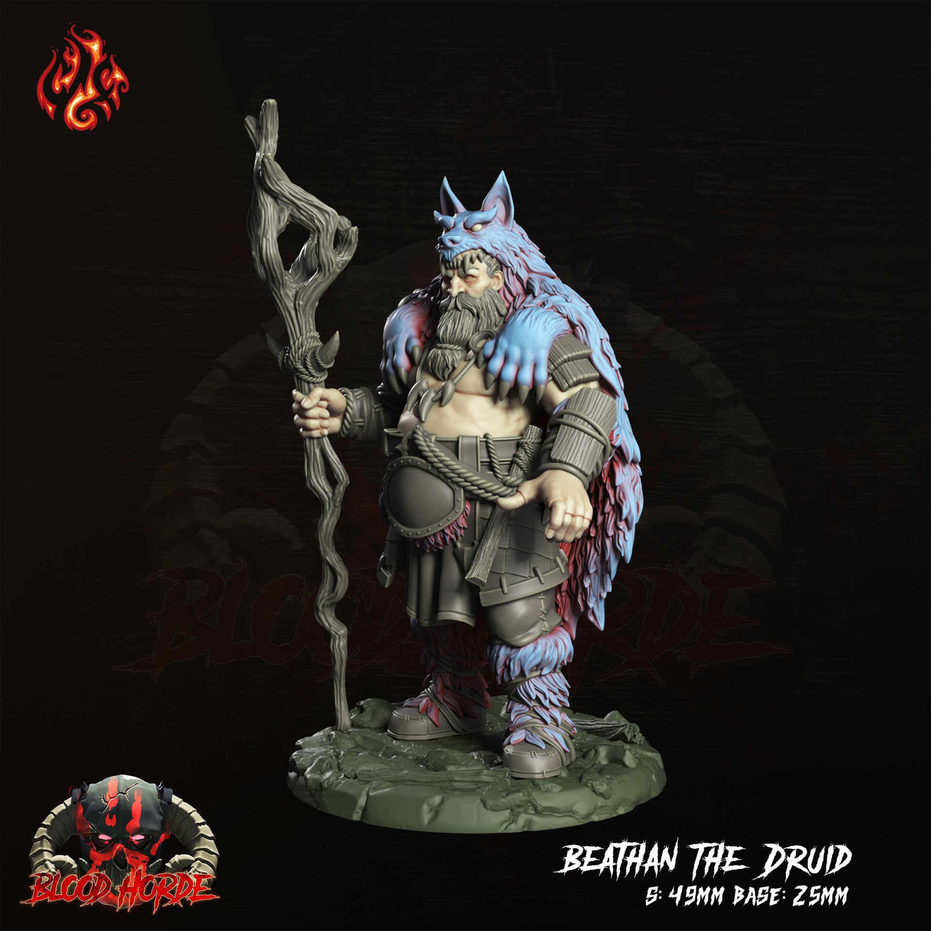 Beathan the Druid - Crippled God Foundry | 32mm | Blood Horde | Barbarian | Champion | Viking | Sorcerer