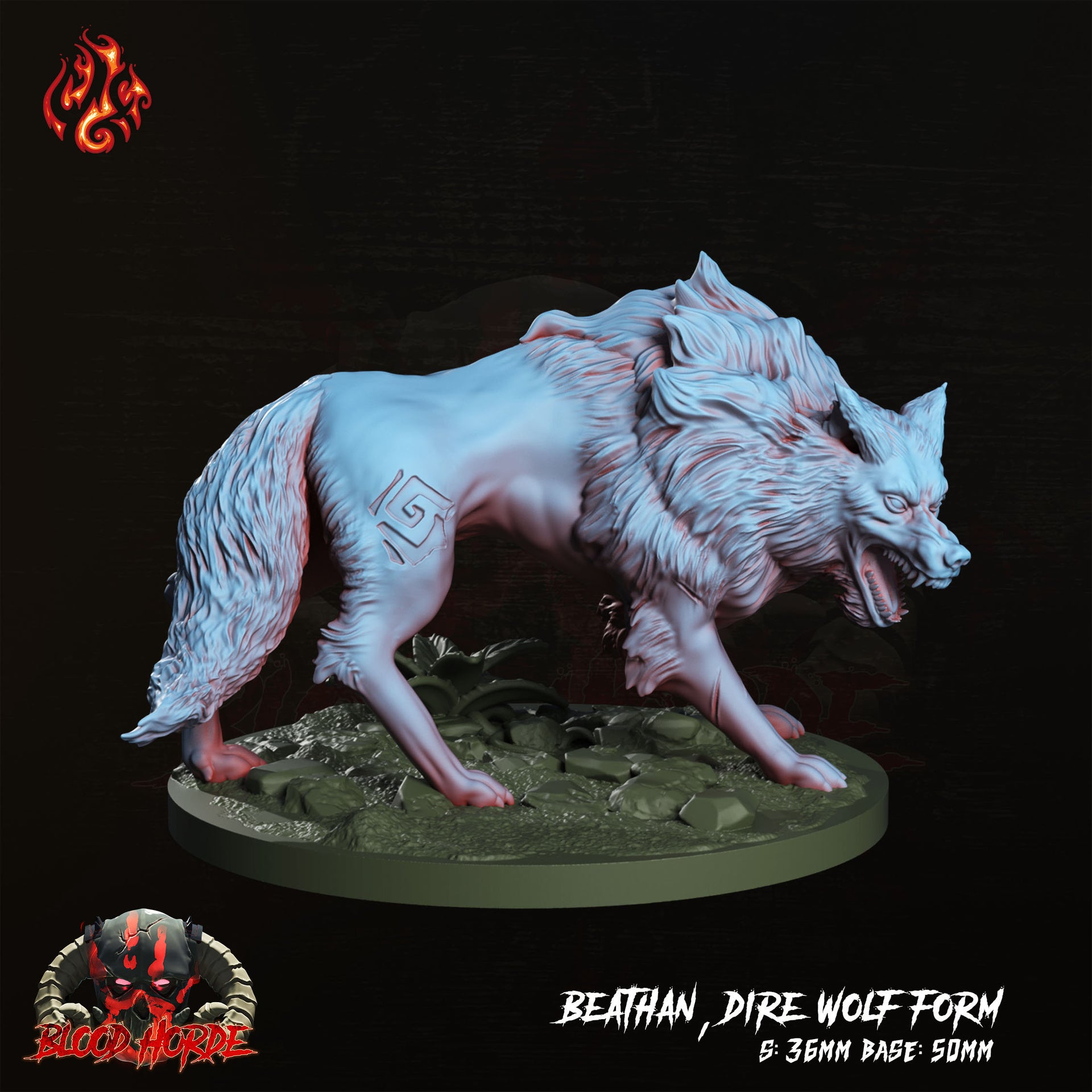 Beathan Dire Wolf Form - Crippled God Foundry | 32mm | Blood Horde | Barbarian | Champion | Viking | Wild Shape