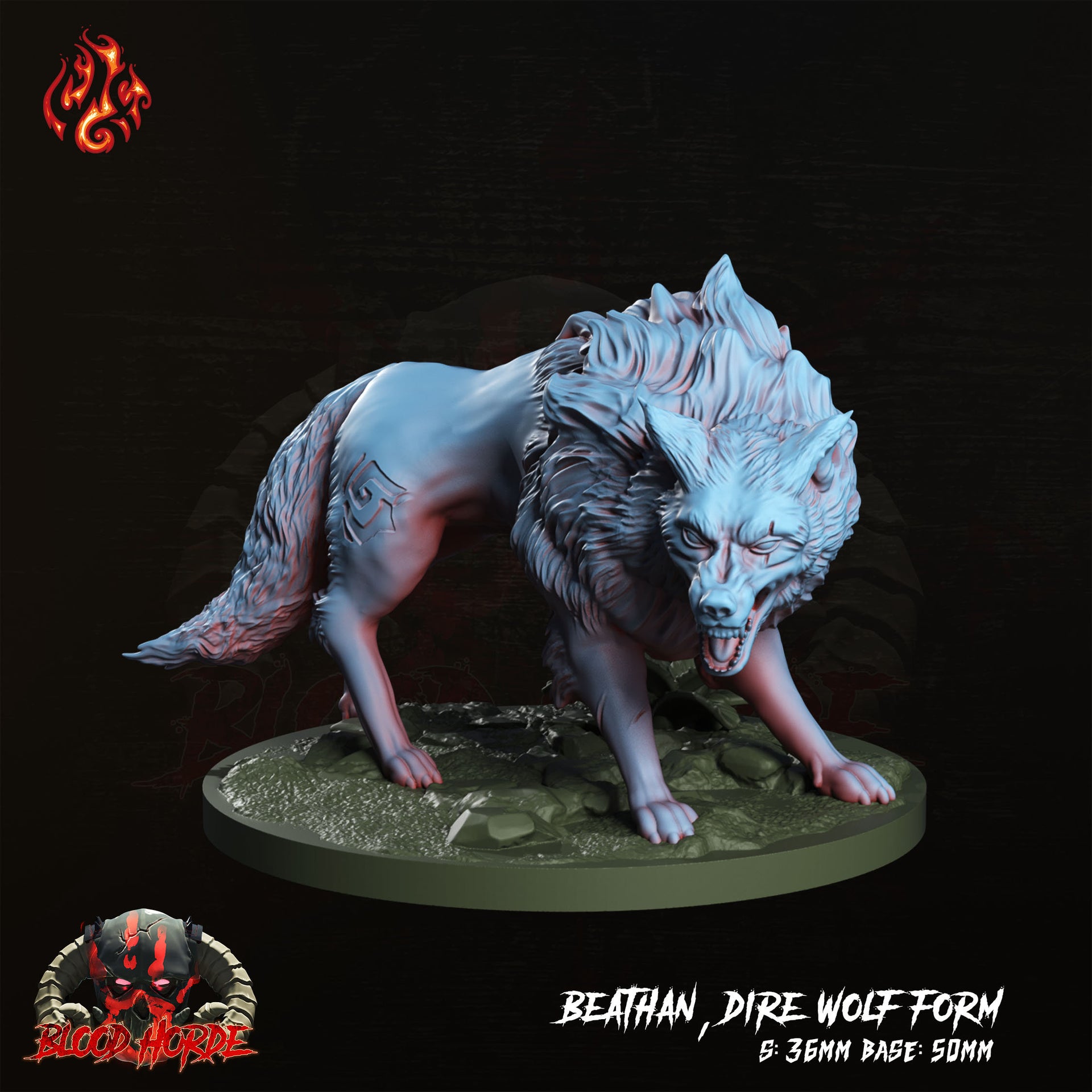 Beathan Dire Wolf Form - Crippled God Foundry | 32mm | Blood Horde | Barbarian | Champion | Viking | Wild Shape