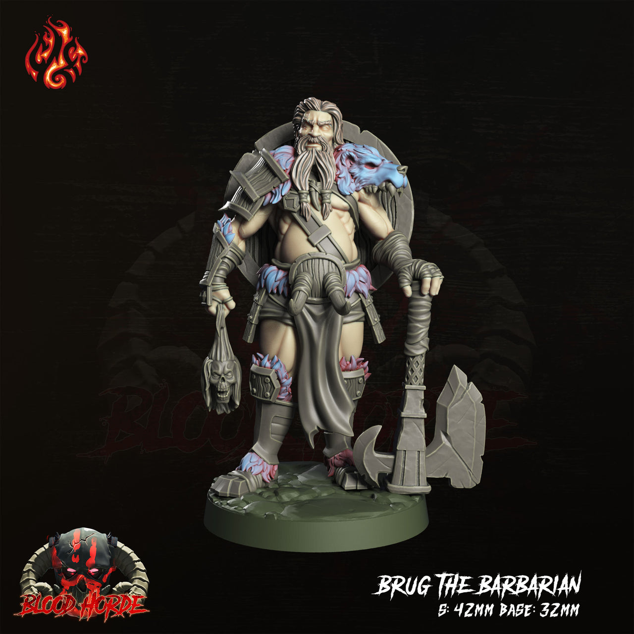 Brug the Barbarian - Crippled God Foundry | 32mm | Blood Horde | Champion | Viking | Demon Slayer