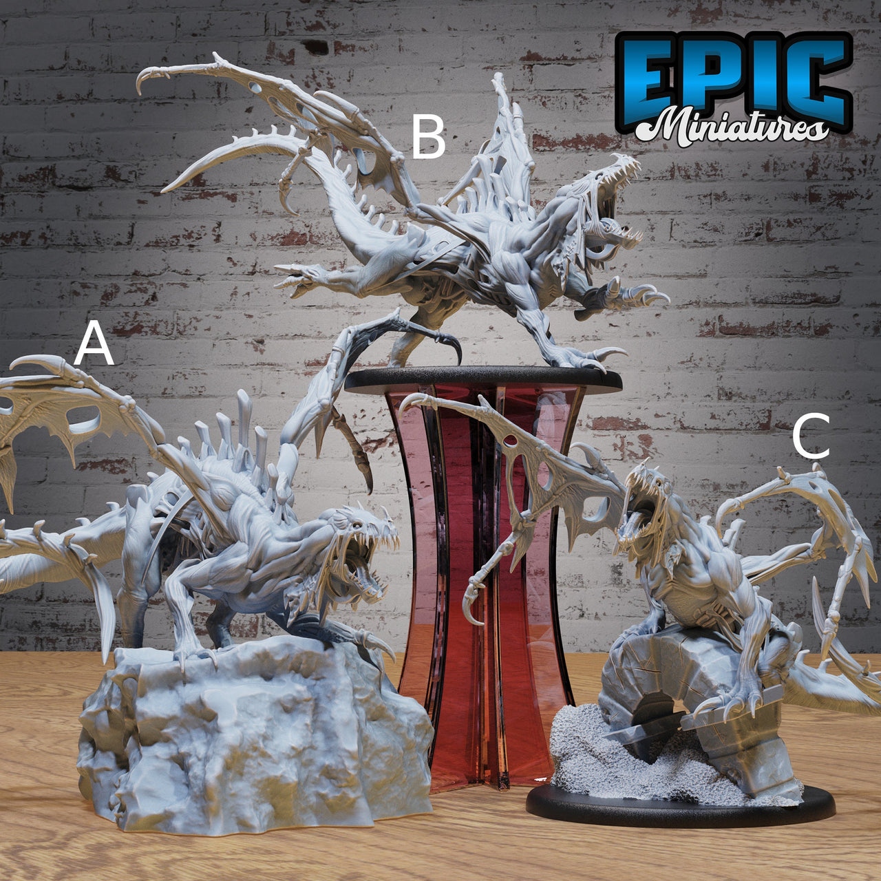 Rotting Young Dragon - Epic Miniatures | Gruesome Graveyard | 28mm | 32mm | Undead | Zombie | Skeleton
