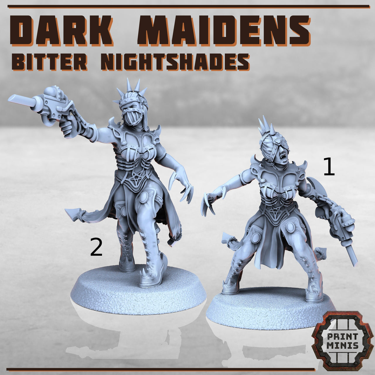 Dark Maidens, Bitter Nightshades Gang - Print Minis | Sci Fi | Light Infantry | 28mm Heroic | Assassins | Leader | Champion | Inquisitor