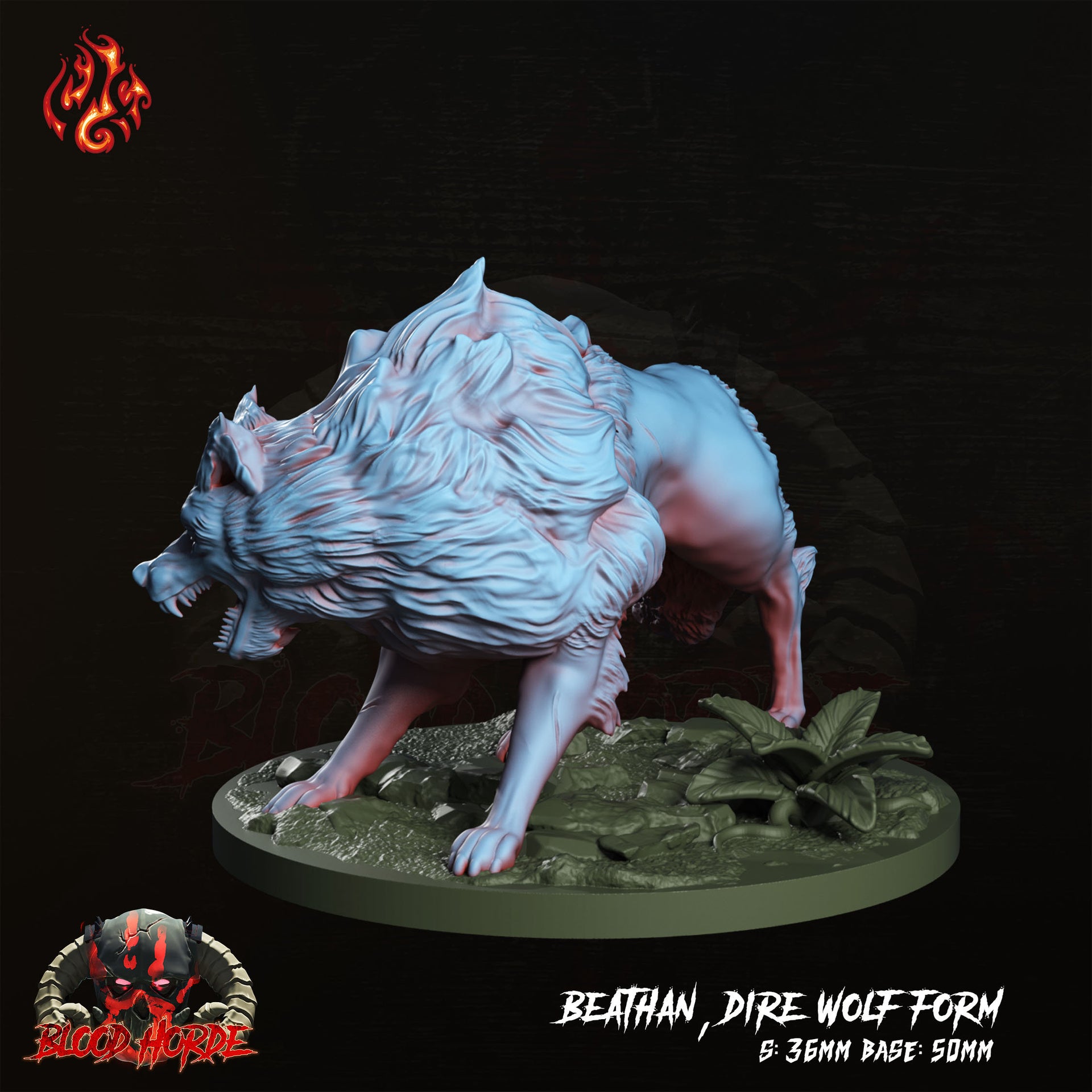 Beathan Dire Wolf Form - Crippled God Foundry | 32mm | Blood Horde | Barbarian | Champion | Viking | Wild Shape