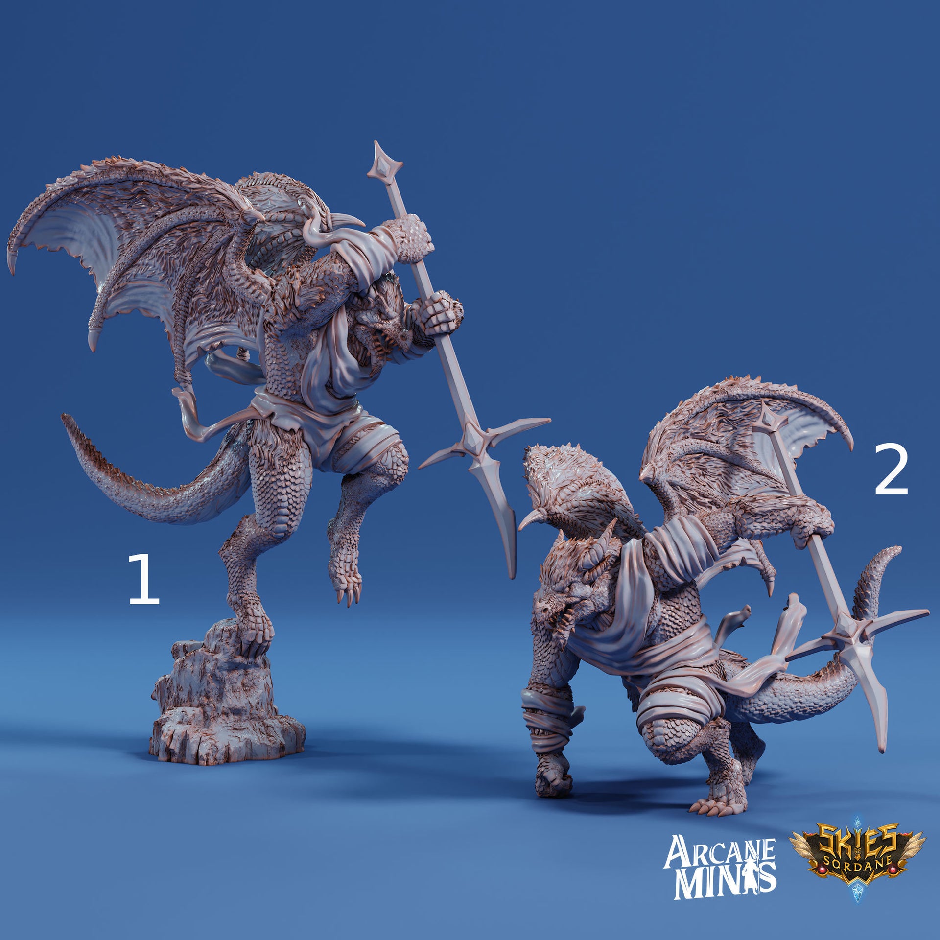 Drekon Bloodseekers - Arcane Minis | 32mm | Giant Dragon Folk | Champion | Fighter