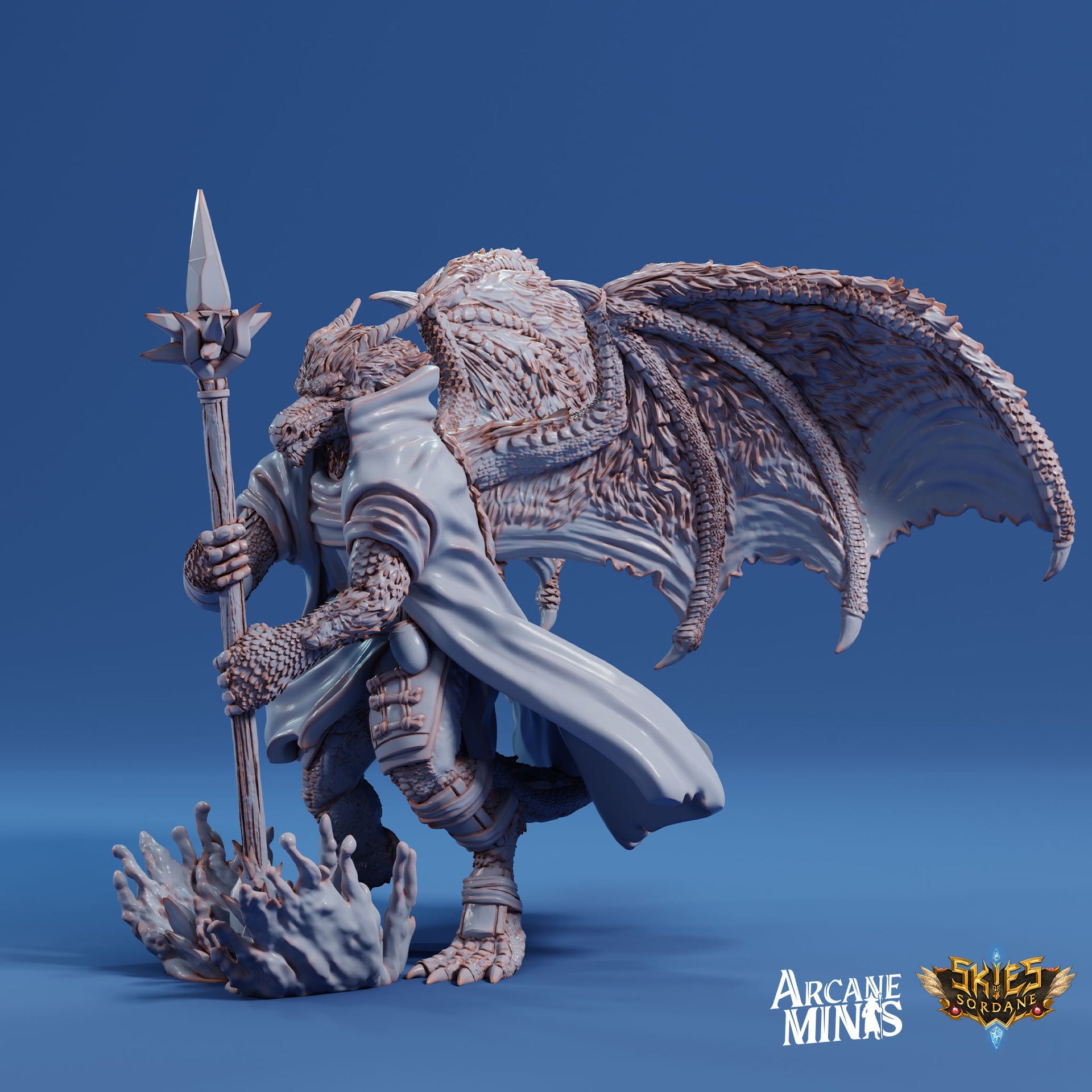 Drekon Seer Younger- Arcane Minis | 32mm | Dragon Folk | Sorcerer | Wizard