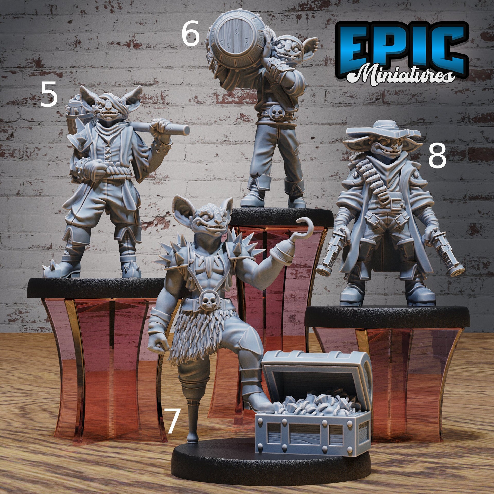 Kobold Pirate crew - Epic Miniatures | 32mm | Sinister Harbor | Bard | Sailor | Gunslinger