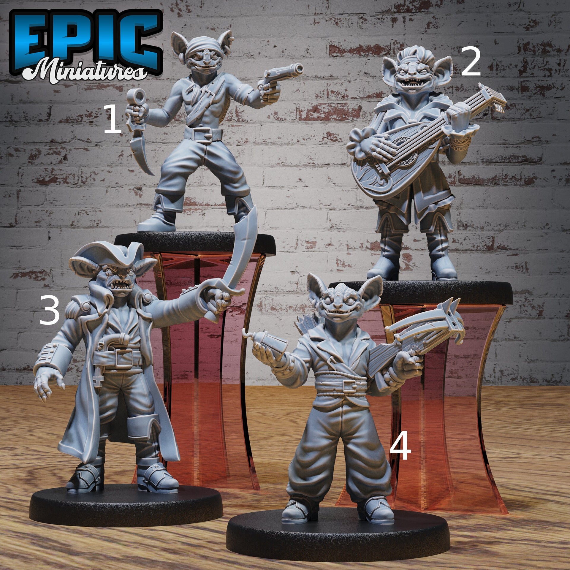 Kobold Pirate crew - Epic Miniatures | 32mm | Sinister Harbor | Bard | Sailor | Gunslinger