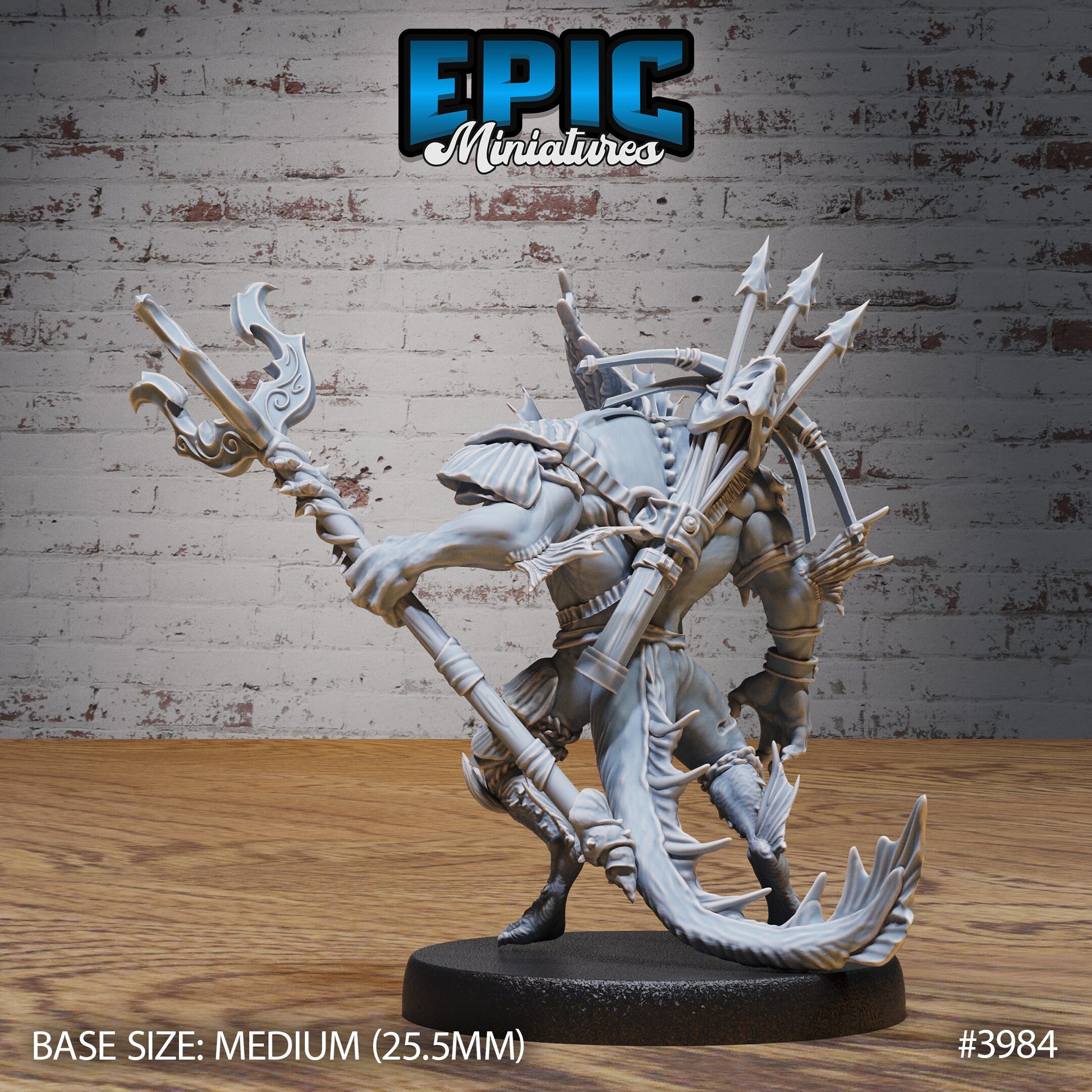 Merfolk Champion - Epic Miniatures | 32mm | Sinister Harbor | Fighter | Warrior | Lord | Anglerfish Mount