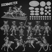 Cat Knight Jousting Dorama- Goonmaster | Miniature | Wargaming | Roleplaying Games | 32mm | Borzoi | Dog Mount