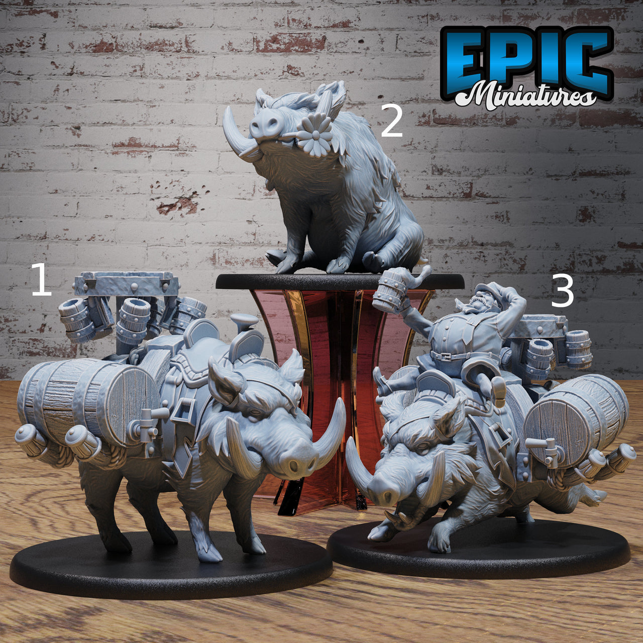 Boar - Epic Miniatures | 32mm | Festival Village | Pig | Merchant | Shop | Beer | Keg