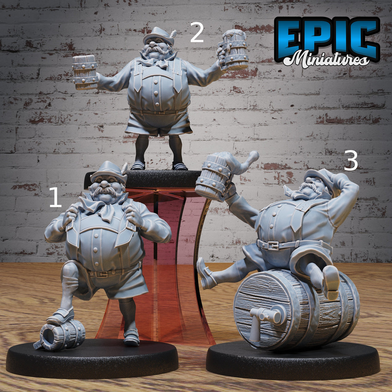 Boar Owner- Epic Miniatures | 32mm | Festival Village | Patron | Brewer | Merchant | Lederhosen | Keg | Beer