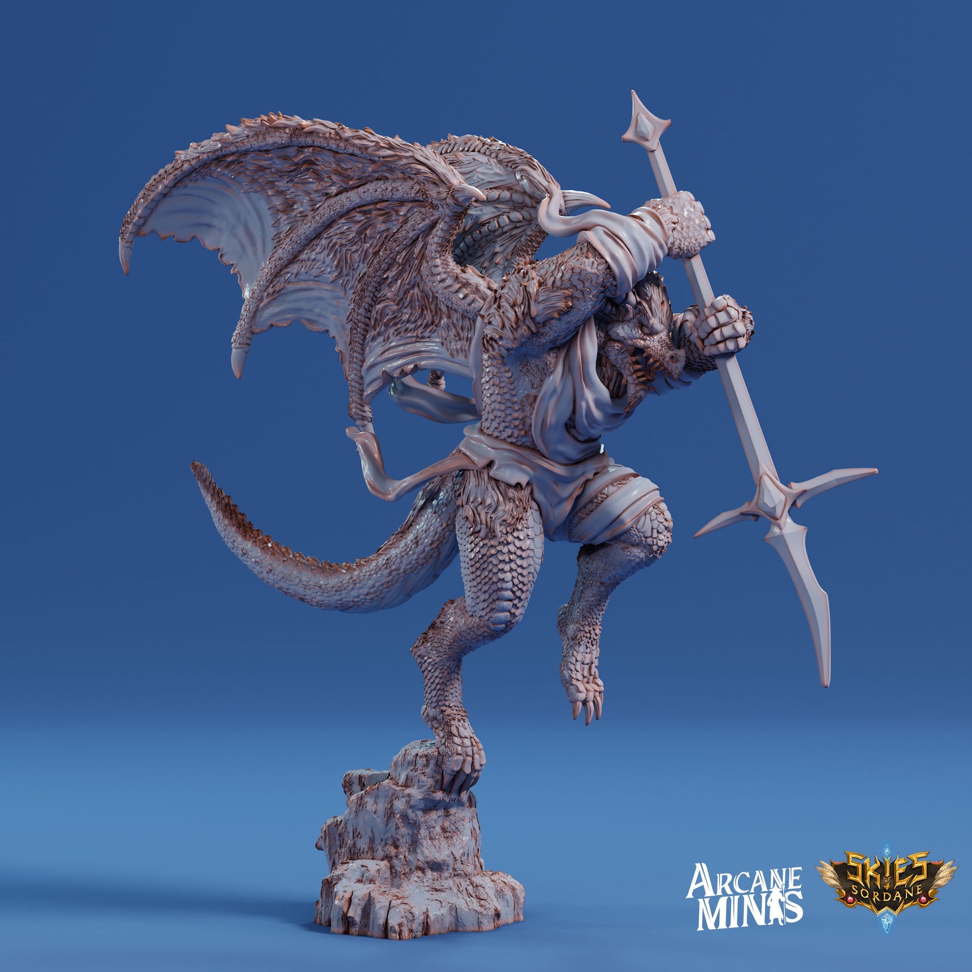 Drekon Bloodseekers - Arcane Minis | 32mm | Giant Dragon Folk | Champion | Fighter