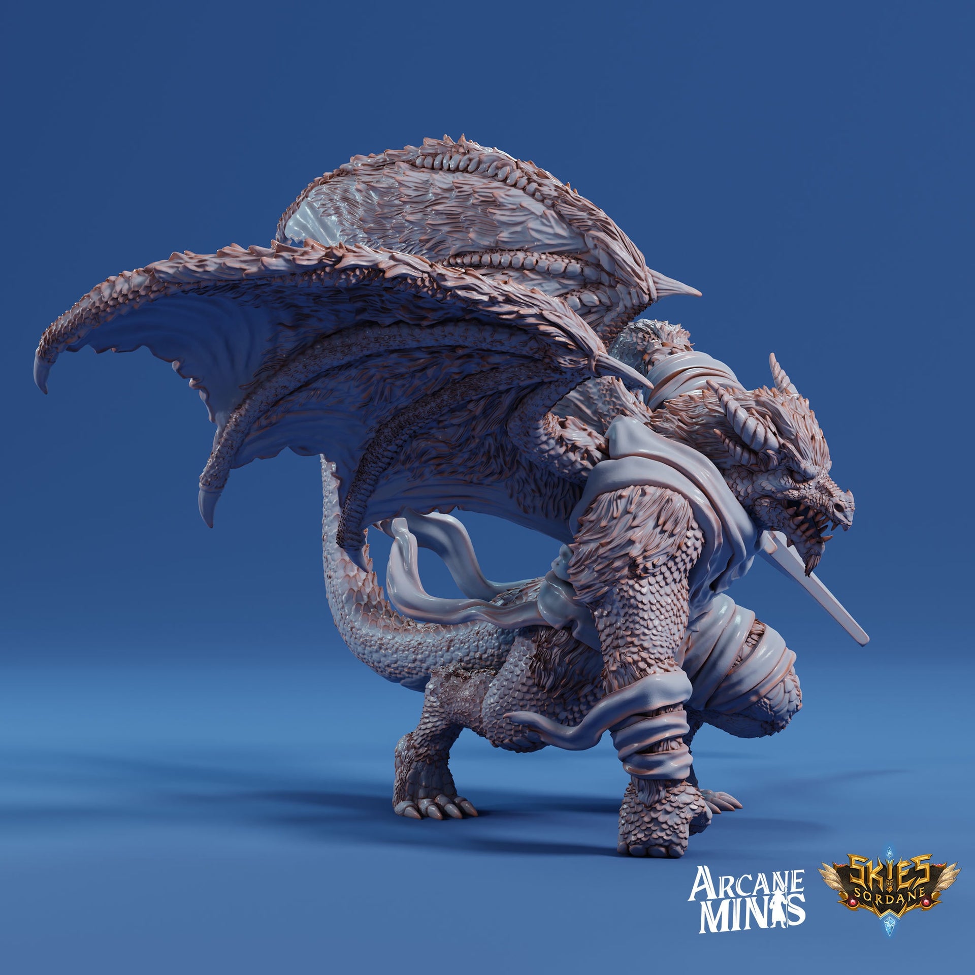 Drekon Bloodseekers - Arcane Minis | 32mm | Giant Dragon Folk | Champion | Fighter